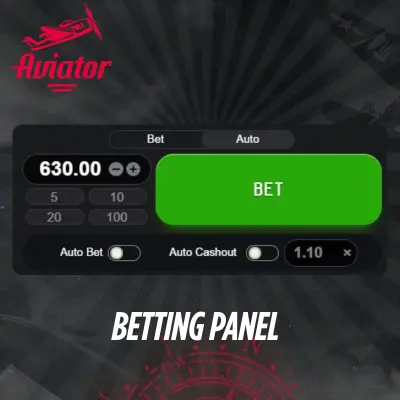 Betting Panel Aviator game